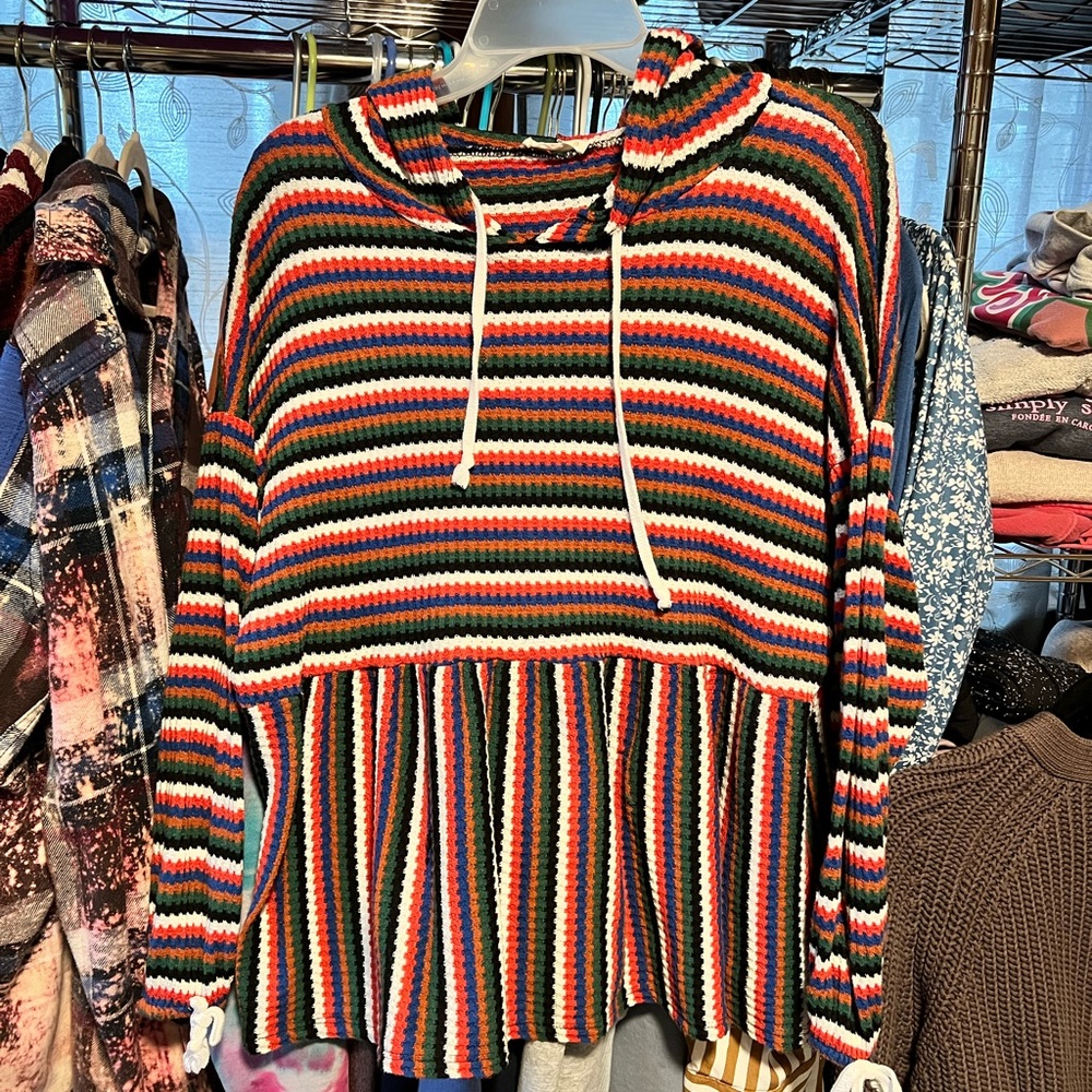 Striped Peplum Hoodie